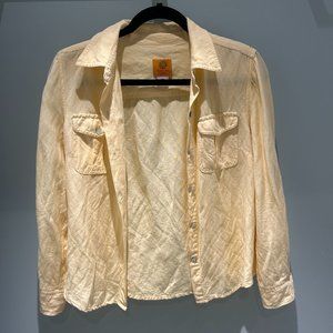 Yellow Linen button up top petite